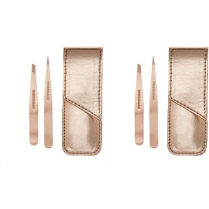image:imageTweezerman Petite Tweeze Set for Eyebrows with Travel Case Rose GoldRose Gold Petite Tweezer Set Pack of 2