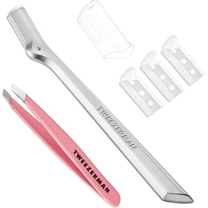 image:imageTweezerman Exclusive Eyebrow Razor amp Mini Slant Tweezer Evening BlueStainless Steel  Tea Rose