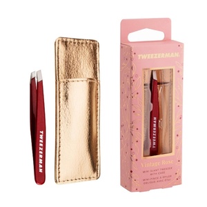 image:imageTweezerman Vintage Rose Mini Slant Tweezer with Case  Eyebrow Tweezers for Women and MenVintage Rose